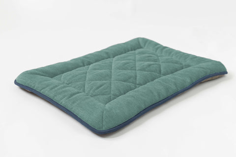 green with blue trim chenille collection sleeper cushion crate pad with reversible fleece for dog